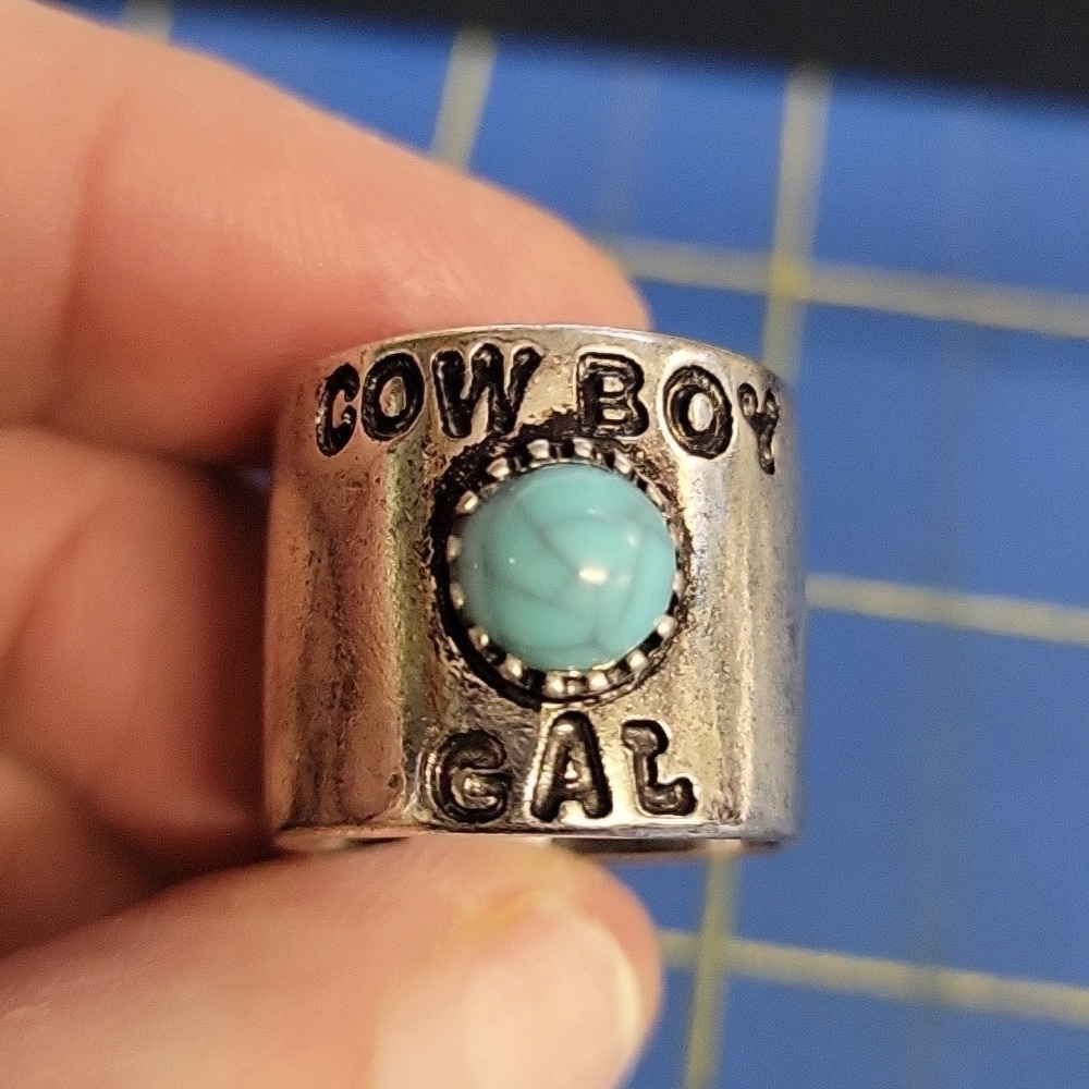 Cowboy Gal Turquoise Silver Tone Ring